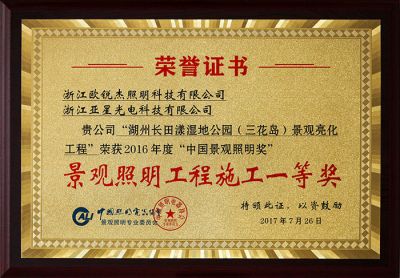 長田漾濕地公園景觀照明施工一等獎