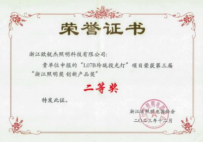 第三屆浙江照明創(chuàng)新產(chǎn)品獎(jiǎng) 二等獎(jiǎng)